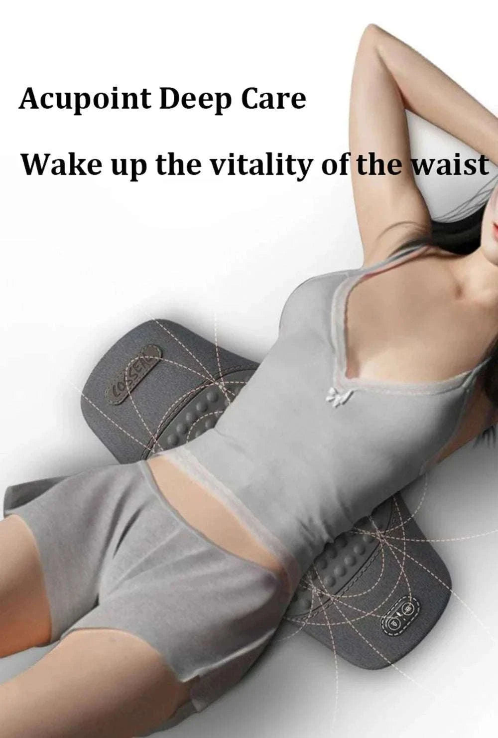Heated Lumbar Support Pillow with Massage – Memory Foam Waist Pad-Dark gray