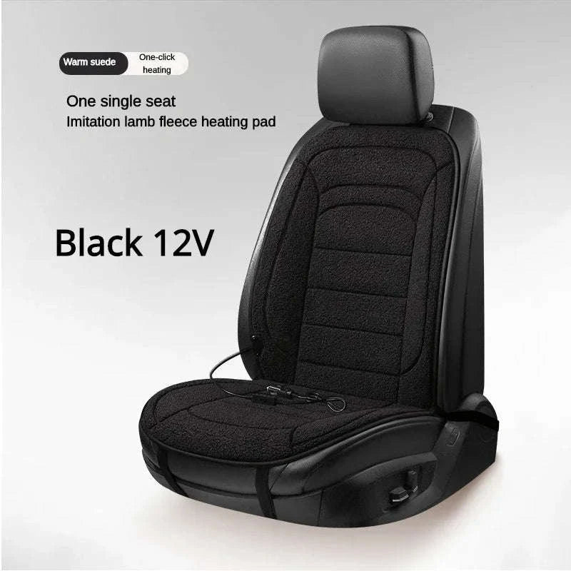 Heated Rear Car Seat Cover 12V Winter Heating Cushion-Black 12V