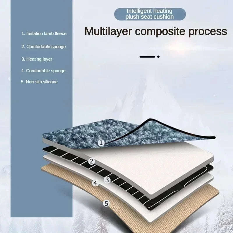 Heated Rear Car Seat Cover 12V Winter Heating Cushion-Black 12V