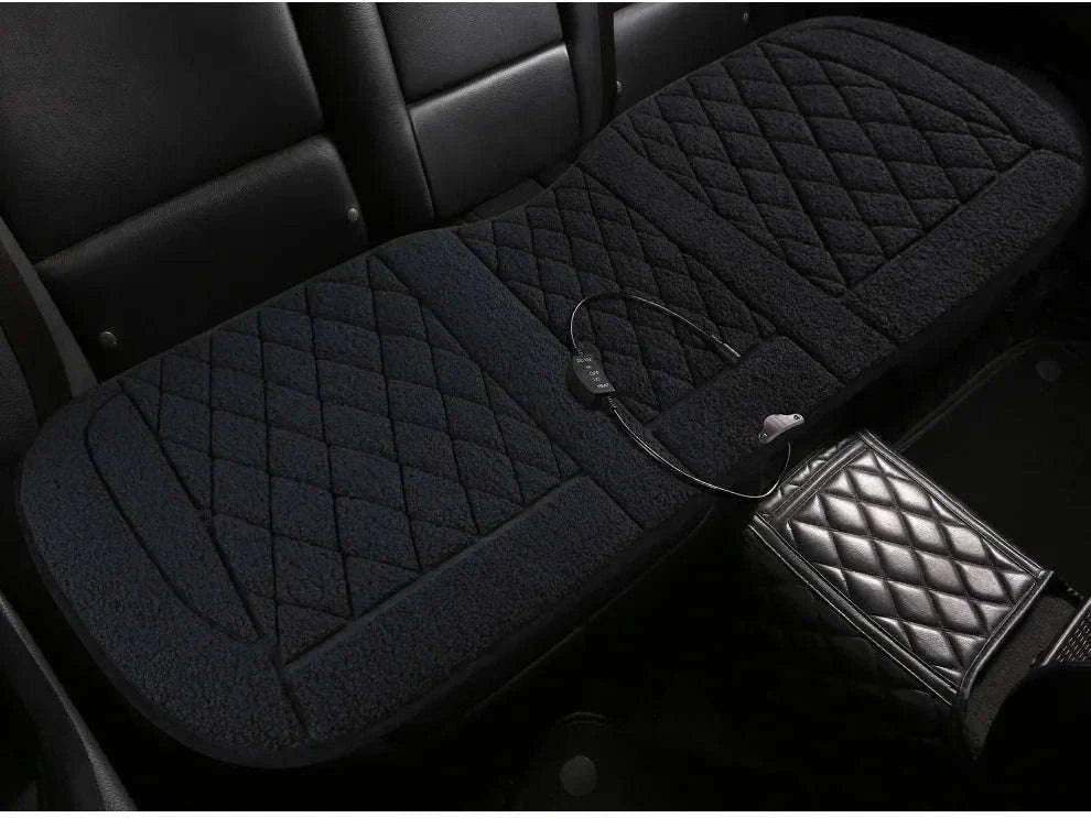 Heated Rear Car Seat Cover 12V Winter Warmth Cushion-Black 12V