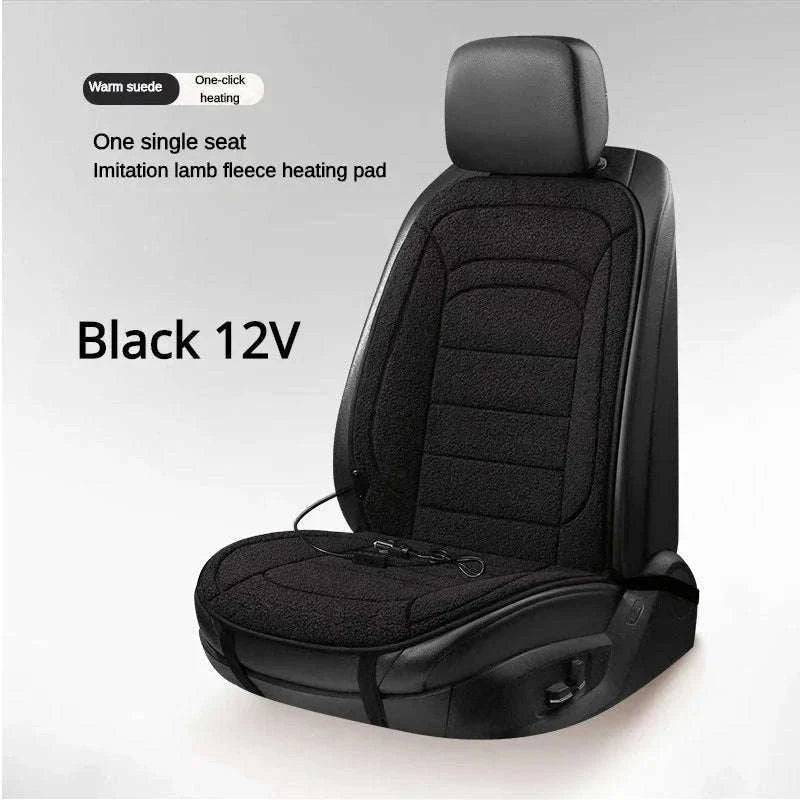 Heated Rear Car Seat Cover 12V Winter Warmth Cushion-Black 12V
