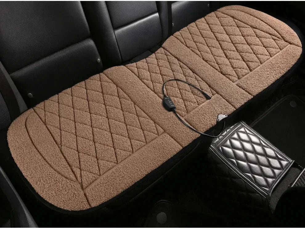 Heated Rear Car Seat Cover 12V Winter Warmth Cushion-Black 12V