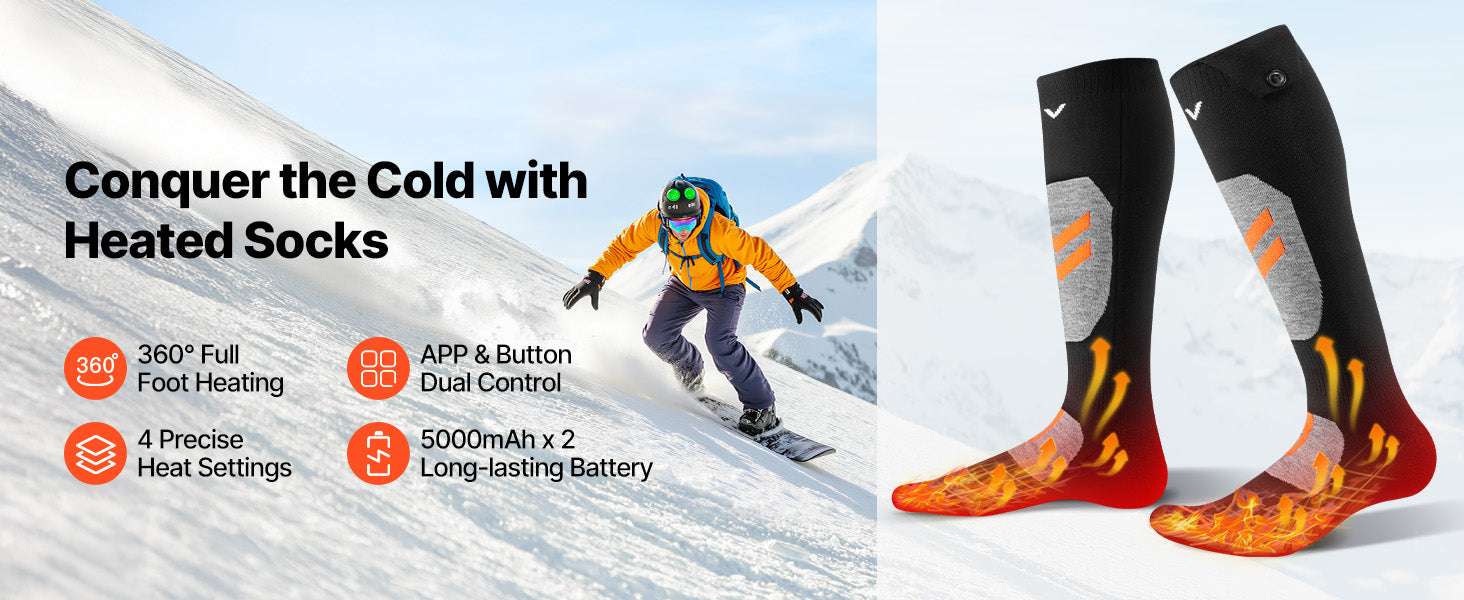 Heated Winter Socks with App Control & 4 Heat Levels for Outdoor Comfort-L / United States