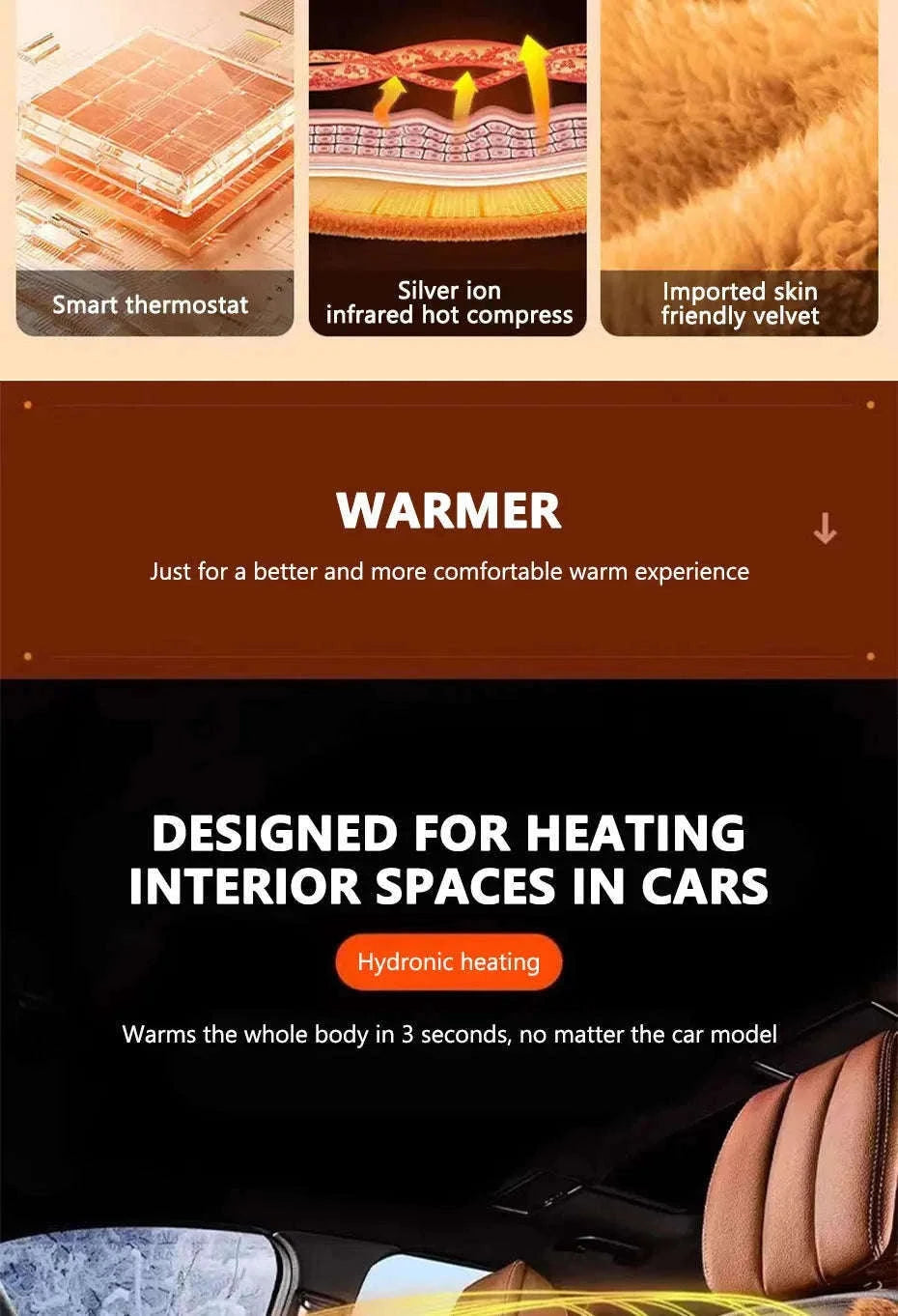 Heating Car Seat Cushion for Winter Driving-Black 1pc