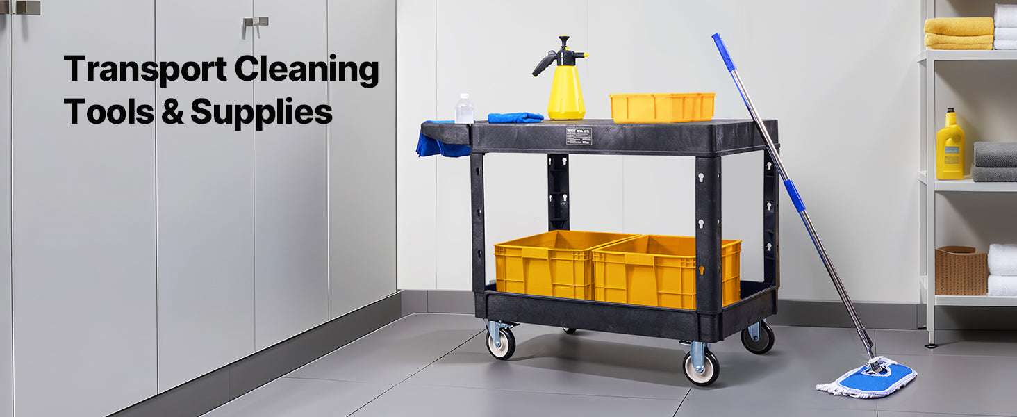 Heavy Duty 2-Tier Utility Cart with 550 lb Capacity & Swivel Wheels-44 x 25 x 34 in / france