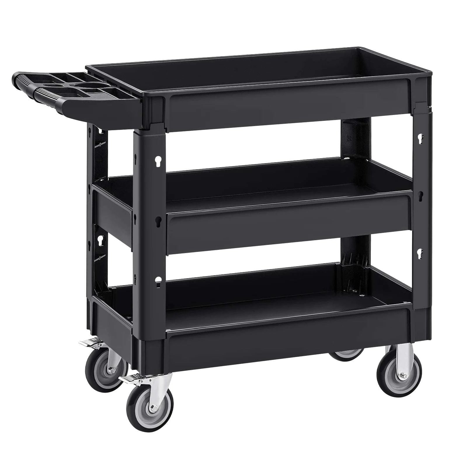 Heavy-Duty 3-Tier Utility Cart with 360° Wheels & 550 lb Capacity-C / United States
