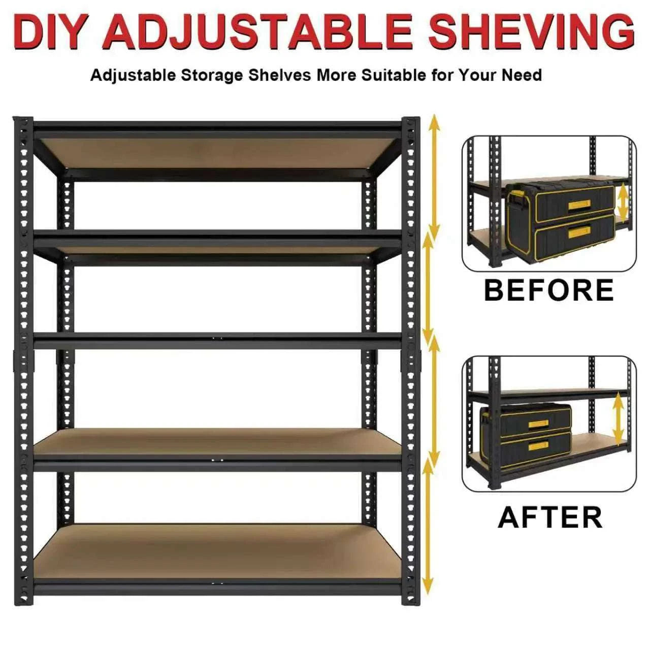 Heavy Duty 3050 LB Garage Storage Rack – 40" Adjustable Steel Shelving-