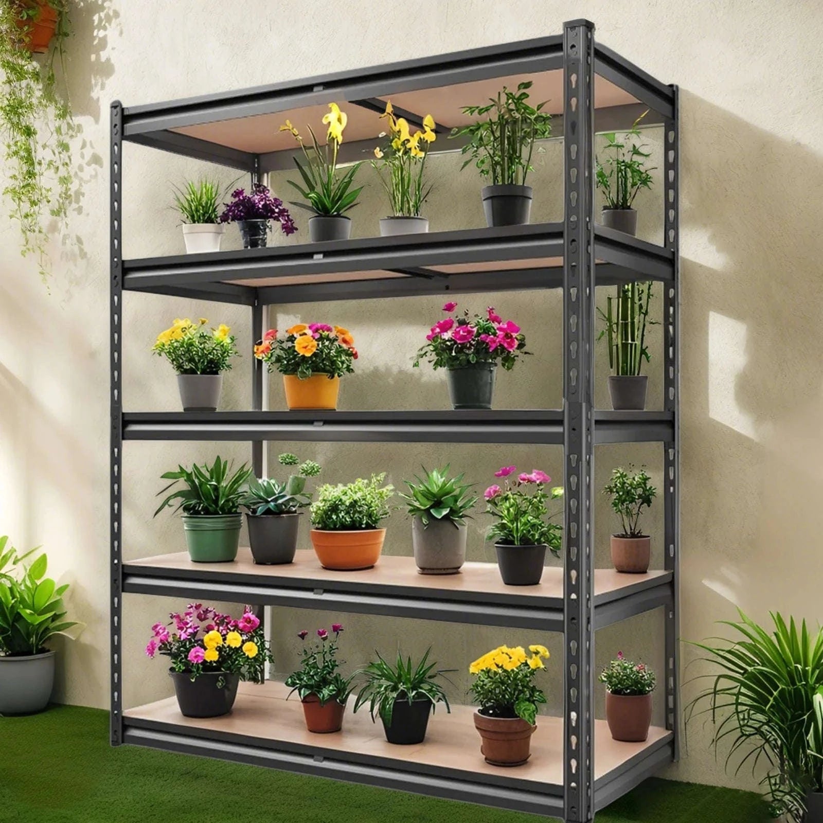 Heavy Duty 5-Tier Garage Shelving Unit 2000 lb Capacity Adjustable-60 H Black / United States