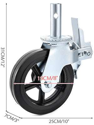 Heavy Duty 8" Scaffolding Swivel Casters Set with Dual Lock Brakes-4pcs / CZECH REPUBLIC