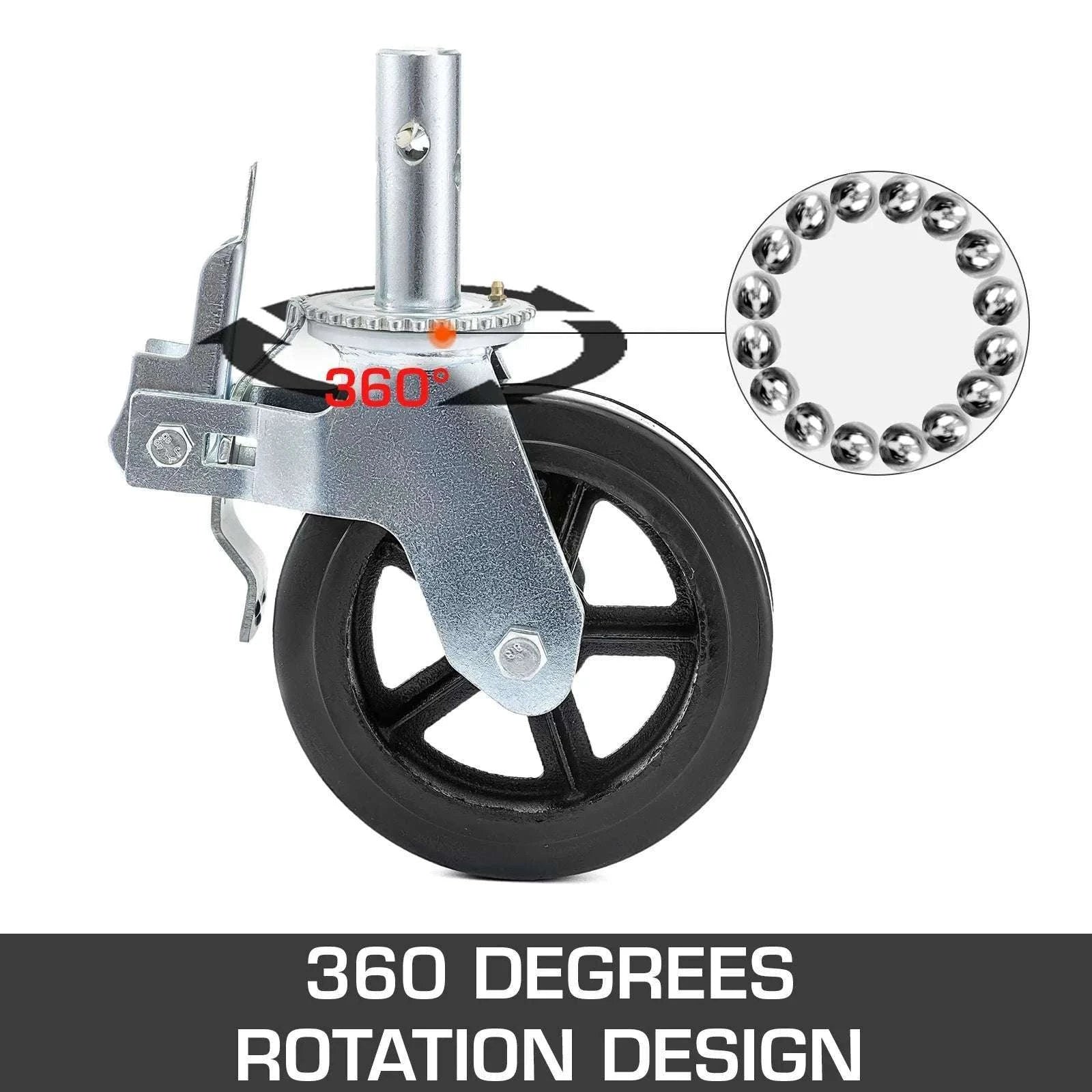 Heavy Duty 8" Scaffolding Swivel Casters Set with Dual Lock Brakes-4pcs / CZECH REPUBLIC