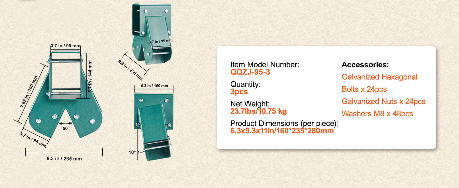 Heavy Duty A-Frame Swing Set Brackets with Mounting Hardware-2 pcs / CZECH REPUBLIC