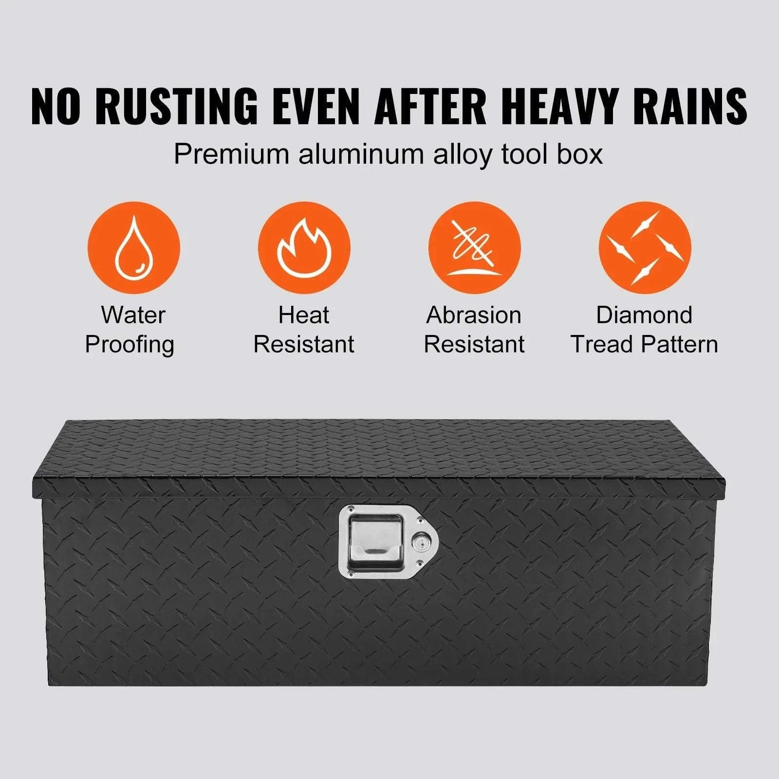 Heavy Duty Aluminum Truck Bed Tool Box with Lock and Handles-30x13x9.6in Silver / United States
