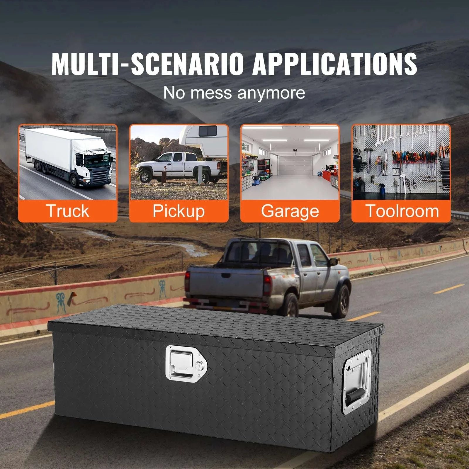 Heavy Duty Aluminum Truck Bed Tool Box with Lock and Handles-30x13x9.6in Silver / United States