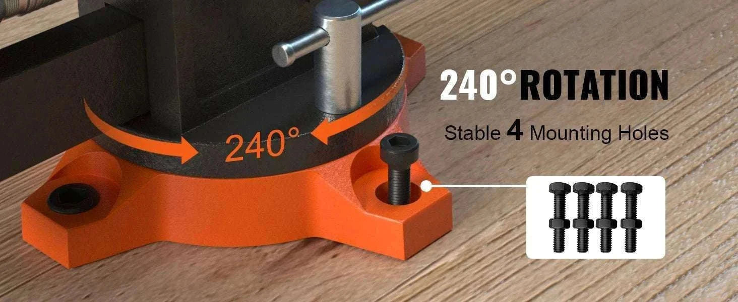 Heavy Duty Bench Vise with Swivel Base & Anvil (4.5"–6.5")-6.5 inch / france