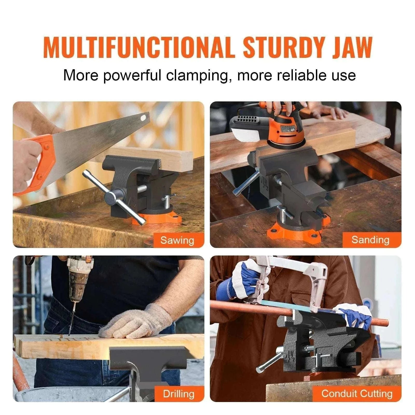 Heavy Duty Bench Vise with Swivel Base & Anvil (4.5"–6.5")-6.5 inch / france