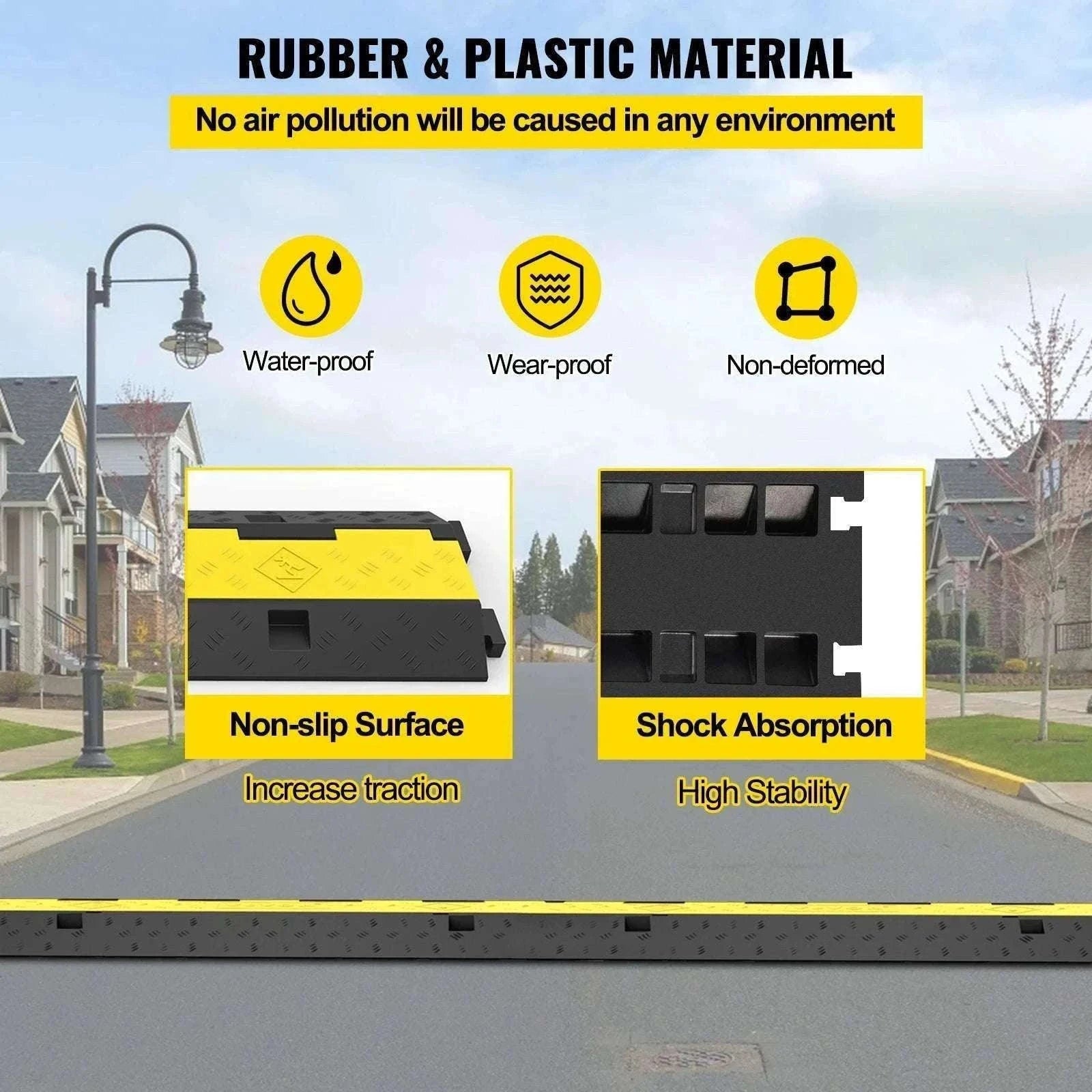 Heavy Duty Cable Protector Ramp 2 Channel 11000 lbs Driveway Cover-5PCS / spain