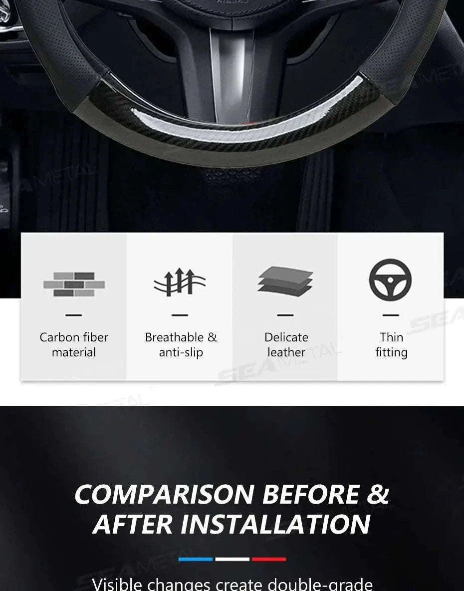 Heavy-Duty Car Steering Wheel Cover for 37-39cm Wheels-1pc