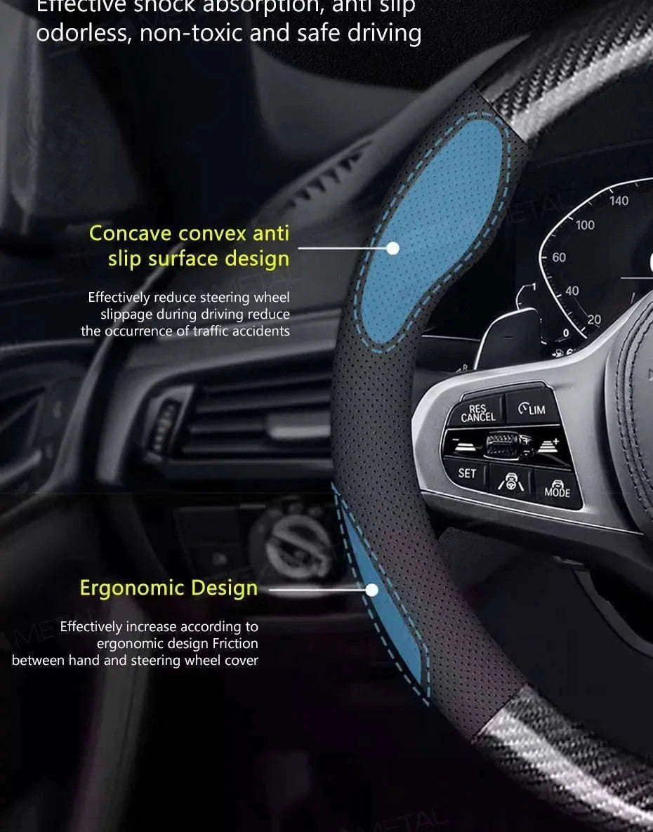 Heavy-Duty Car Steering Wheel Cover for 37-39cm Wheels-1pc