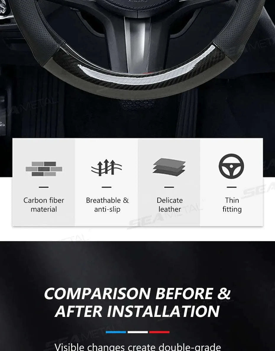 Heavy-Duty Car Steering Wheel Cover for 37-39cm Wheels-1pc