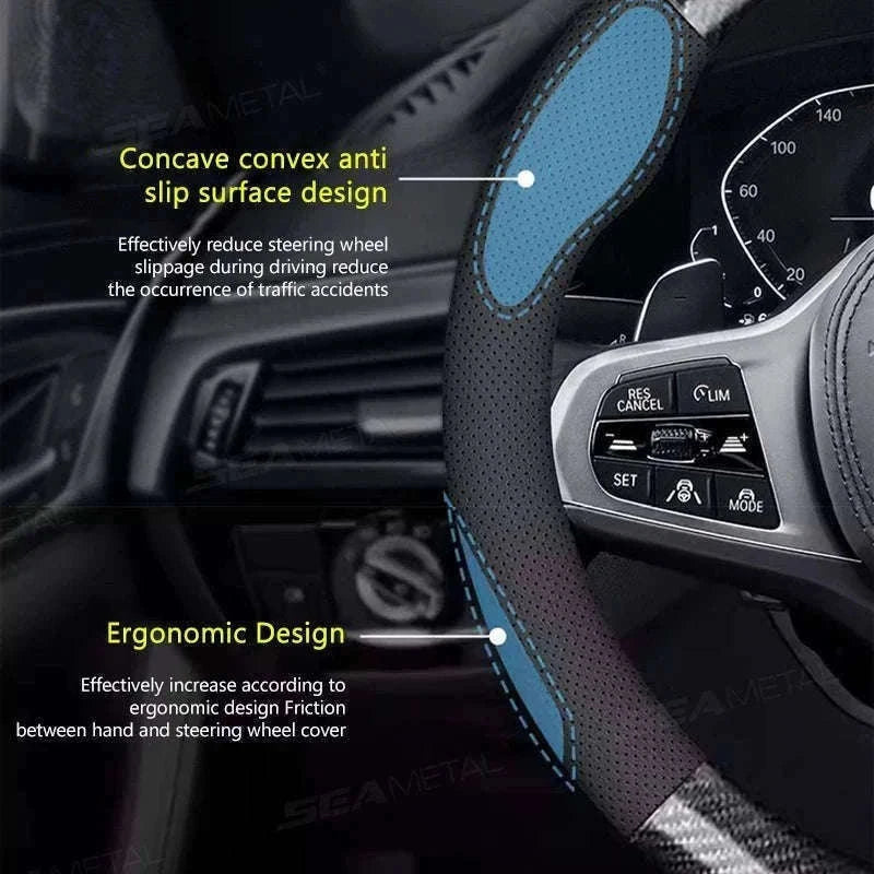 Heavy-Duty Car Steering Wheel Cover for 37-39cm Wheels-1pc