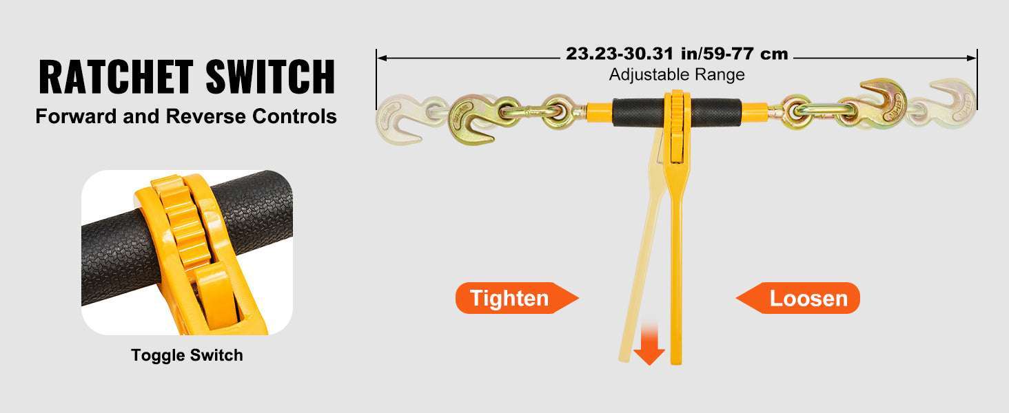 Heavy Duty Chain Binder Kit 3/8"–1/2" Ratchet Tie Down 2pcs-10ft / france