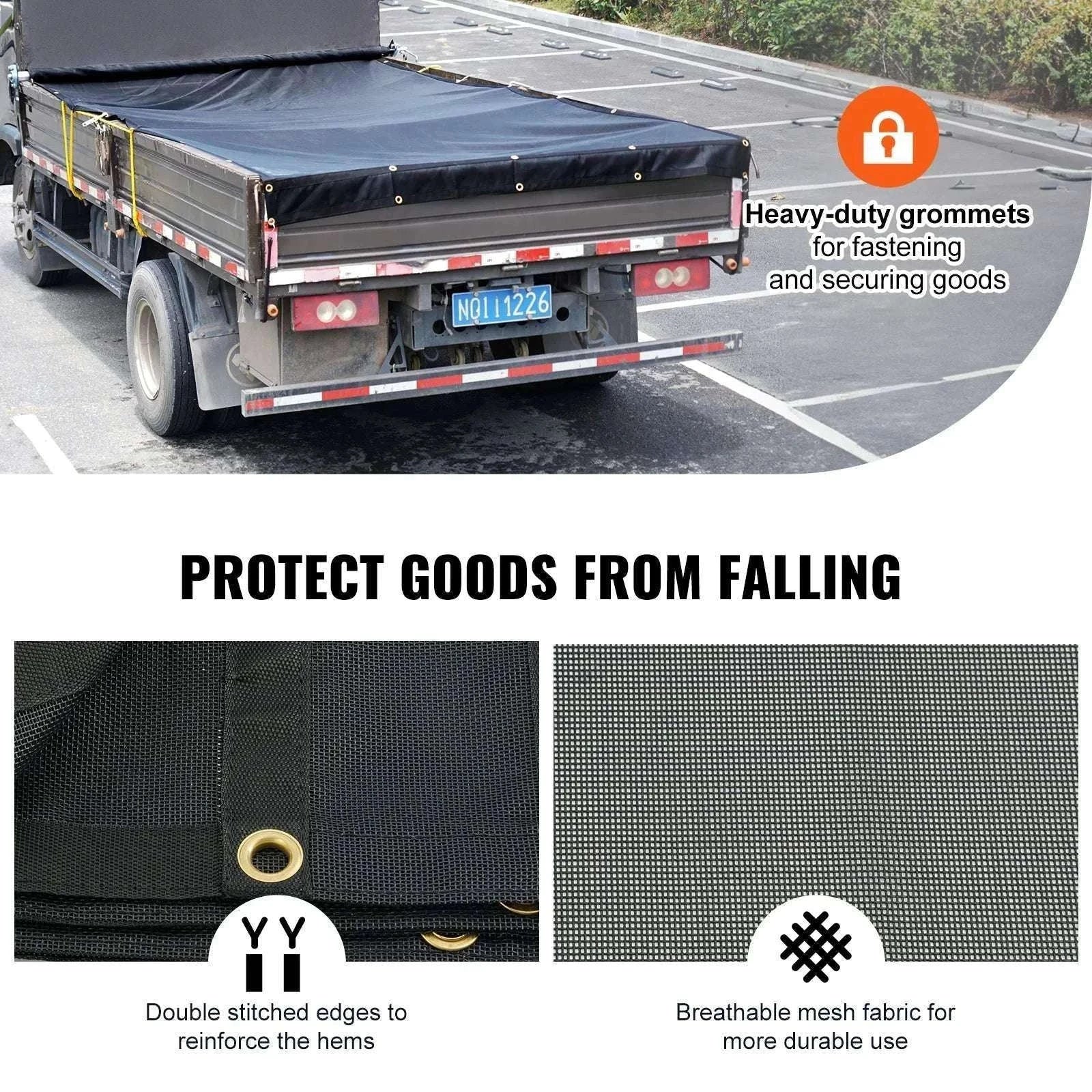 Heavy Duty Dump Truck Mesh Tarp PVC Coated with Reinforced Webbing-7 x 18 ft / United States