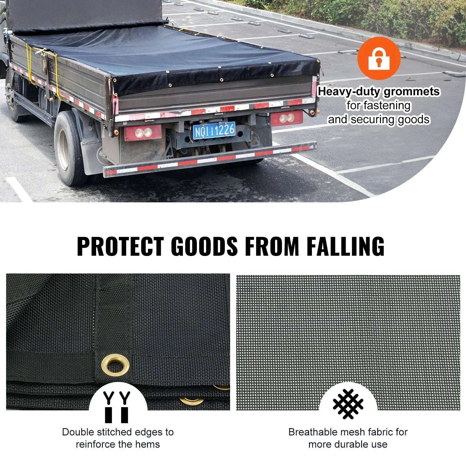 Heavy Duty Dump Truck Mesh Tarp PVC Coated with Reinforced Webbing-7 x 18 ft / United States