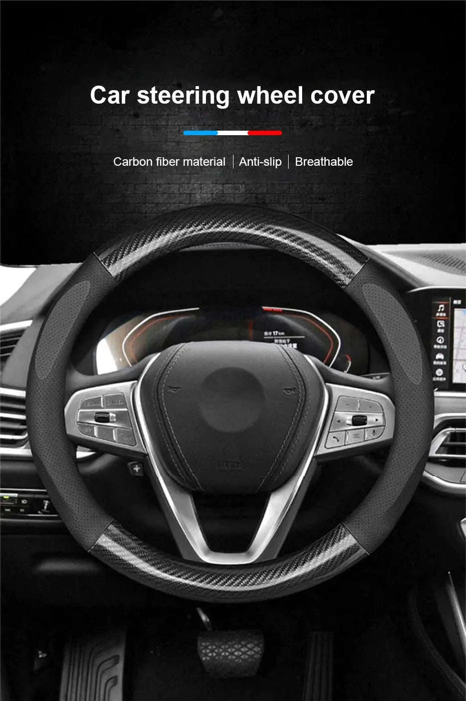 Heavy Duty Full-Wrapped Steering Wheel Cover 38cm Universal-Red