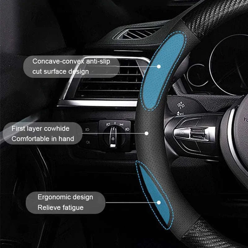 Heavy Duty Full-Wrapped Steering Wheel Cover 38cm Universal-Red