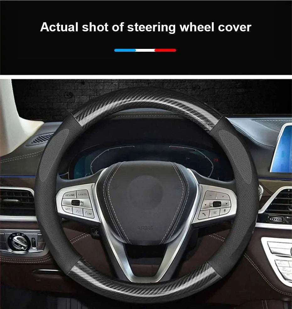 Heavy Duty Full-Wrapped Steering Wheel Cover 38cm Universal-Red
