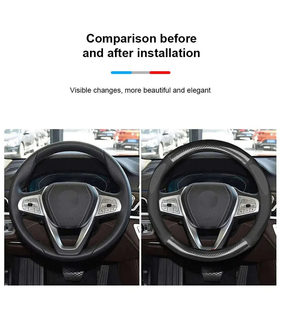 Heavy Duty Full-Wrapped Steering Wheel Cover 38cm Universal-Red