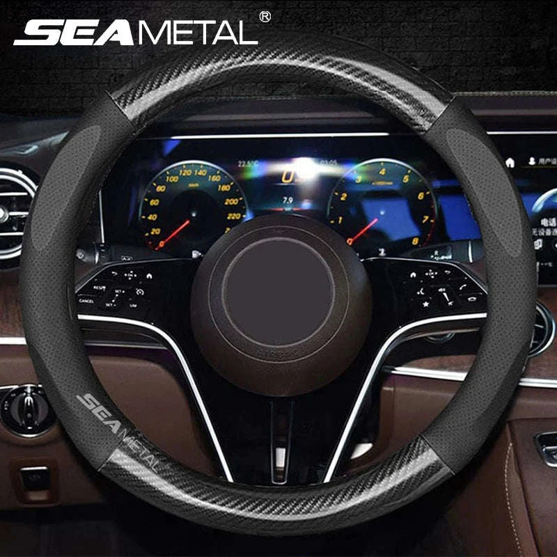 Heavy Duty Full-Wrapped Steering Wheel Cover 38cm Universal-Red