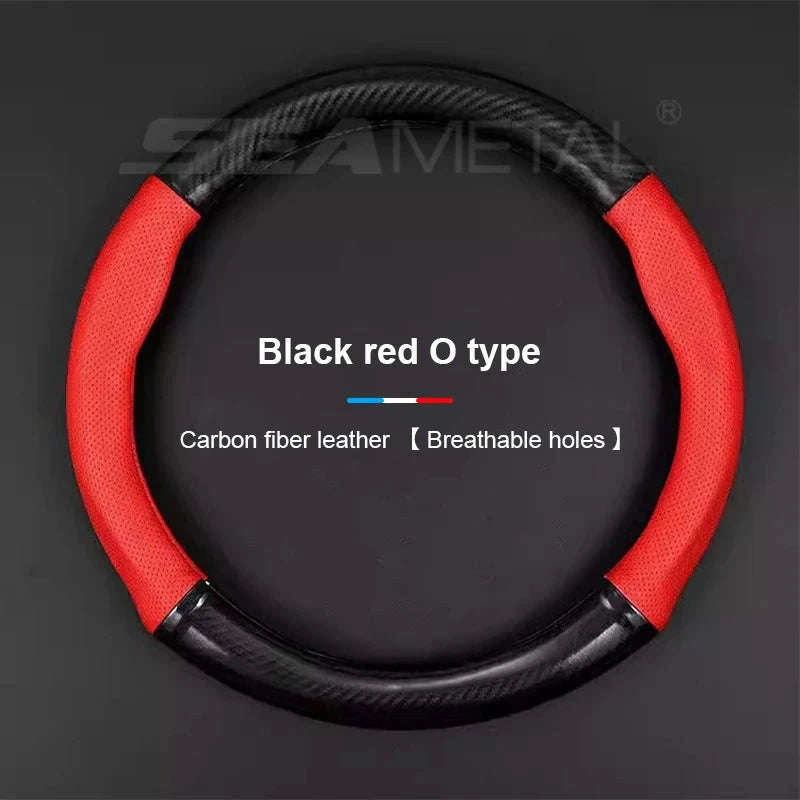 Heavy Duty Full-Wrapped Steering Wheel Cover 38cm Universal-Red