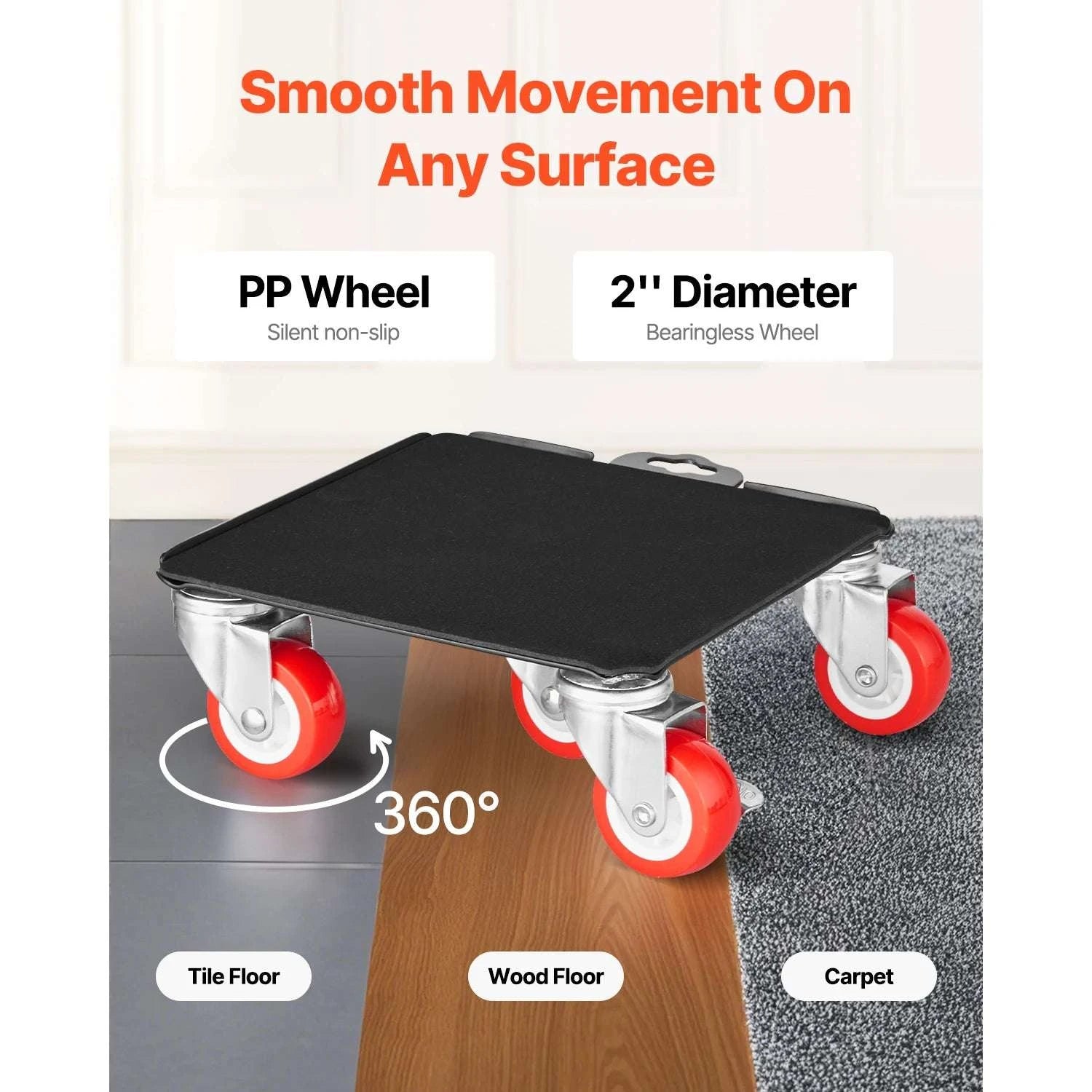Heavy Duty Furniture Dolly Set 3474Lbs with 360° Wheels & Brakes-4pcs / CZECH REPUBLIC
