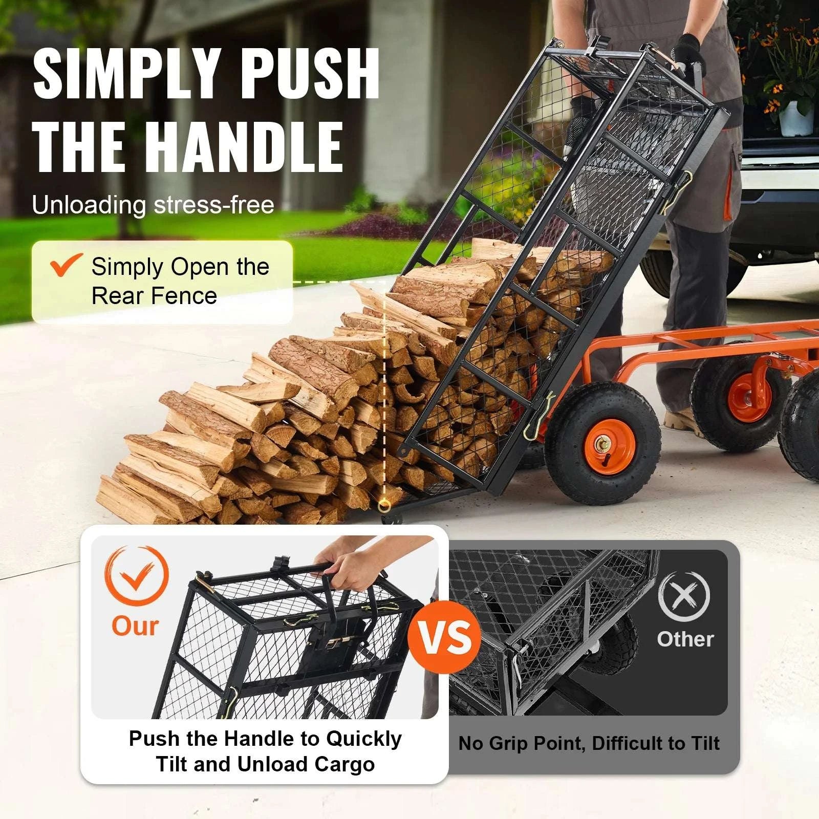 Heavy Duty Garden Dump Cart Wagon with 400–880lb Capacity-880lbs / france