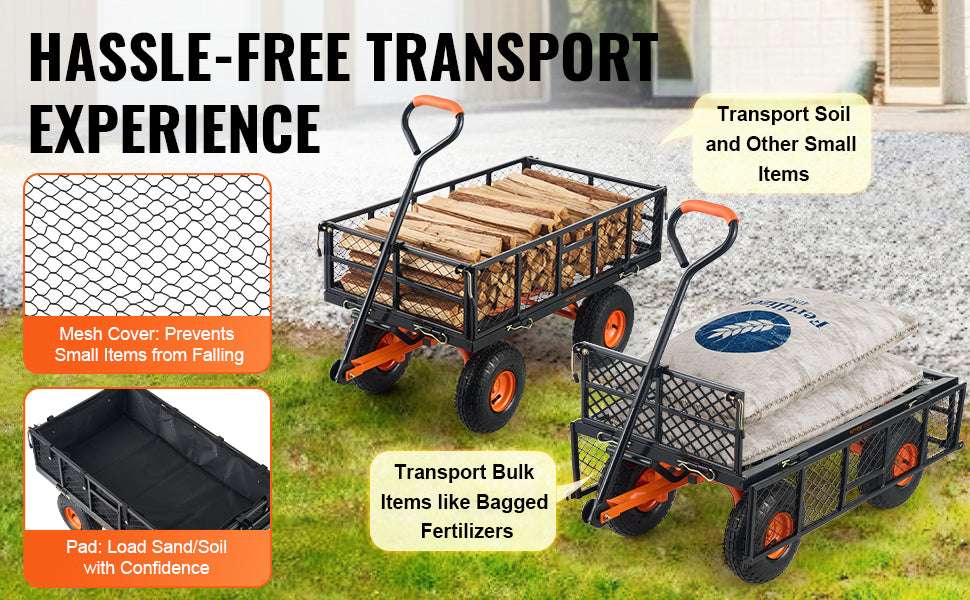 Heavy Duty Garden Dump Cart Wagon with 400–880lb Capacity-880lbs / france