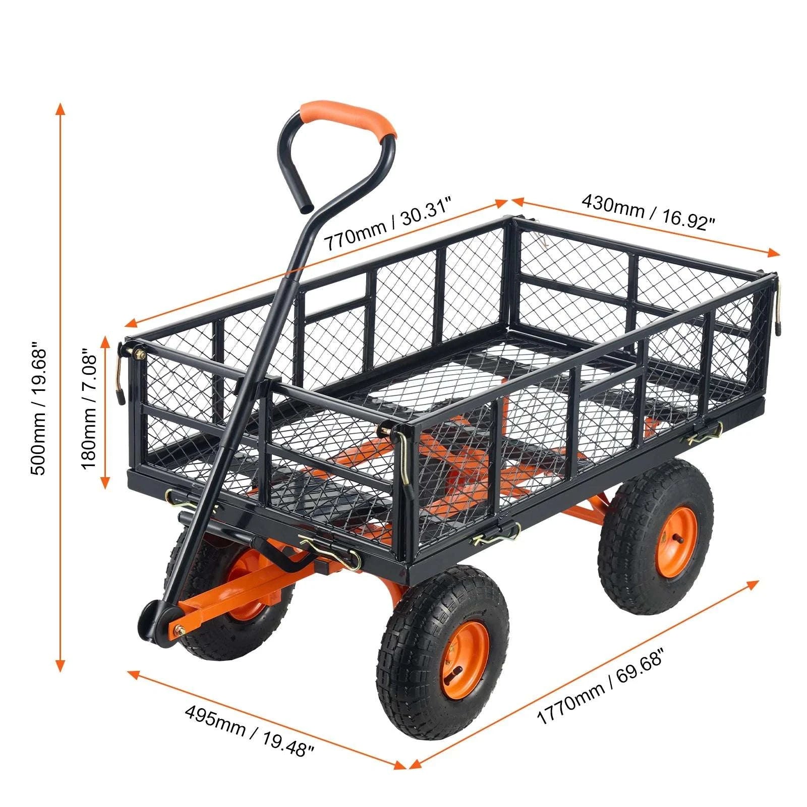 Heavy Duty Garden Dump Cart Wagon with 400–880lb Capacity-880lbs / france