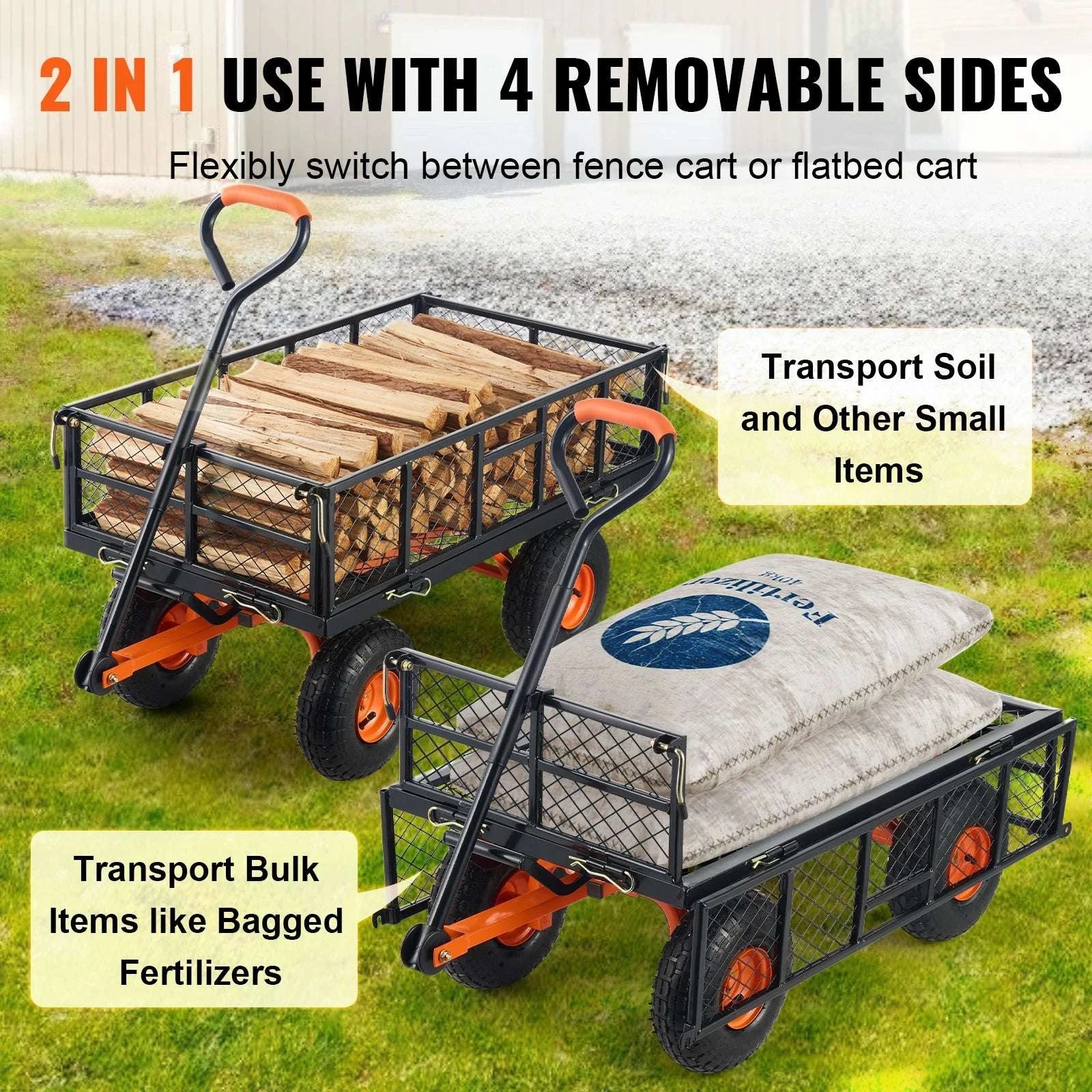 Heavy Duty Garden Dump Cart Wagon with 400–880lb Capacity-880lbs / france