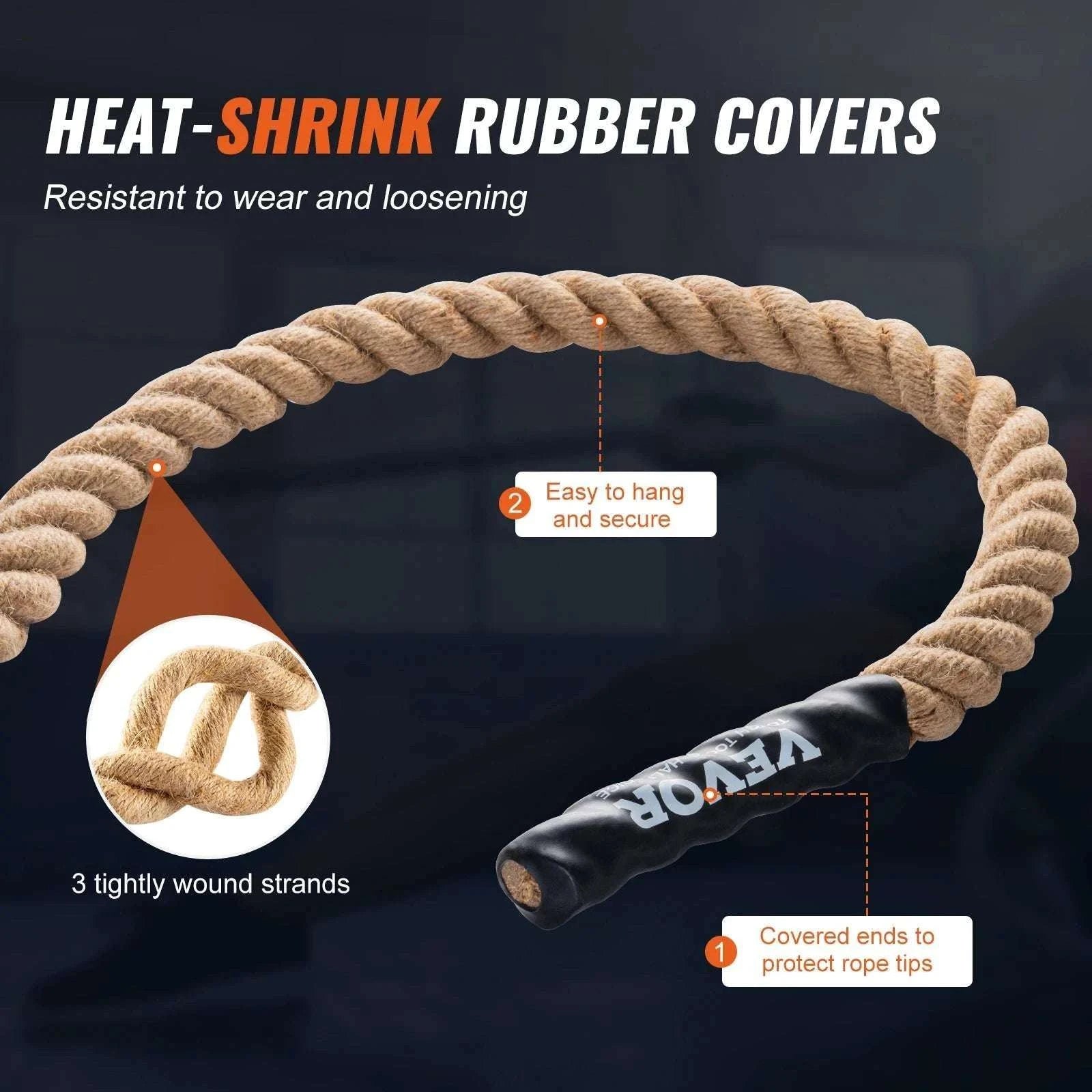 Heavy-Duty Gym Climbing Rope for Strength Training (10–30 ft)-10in / United States