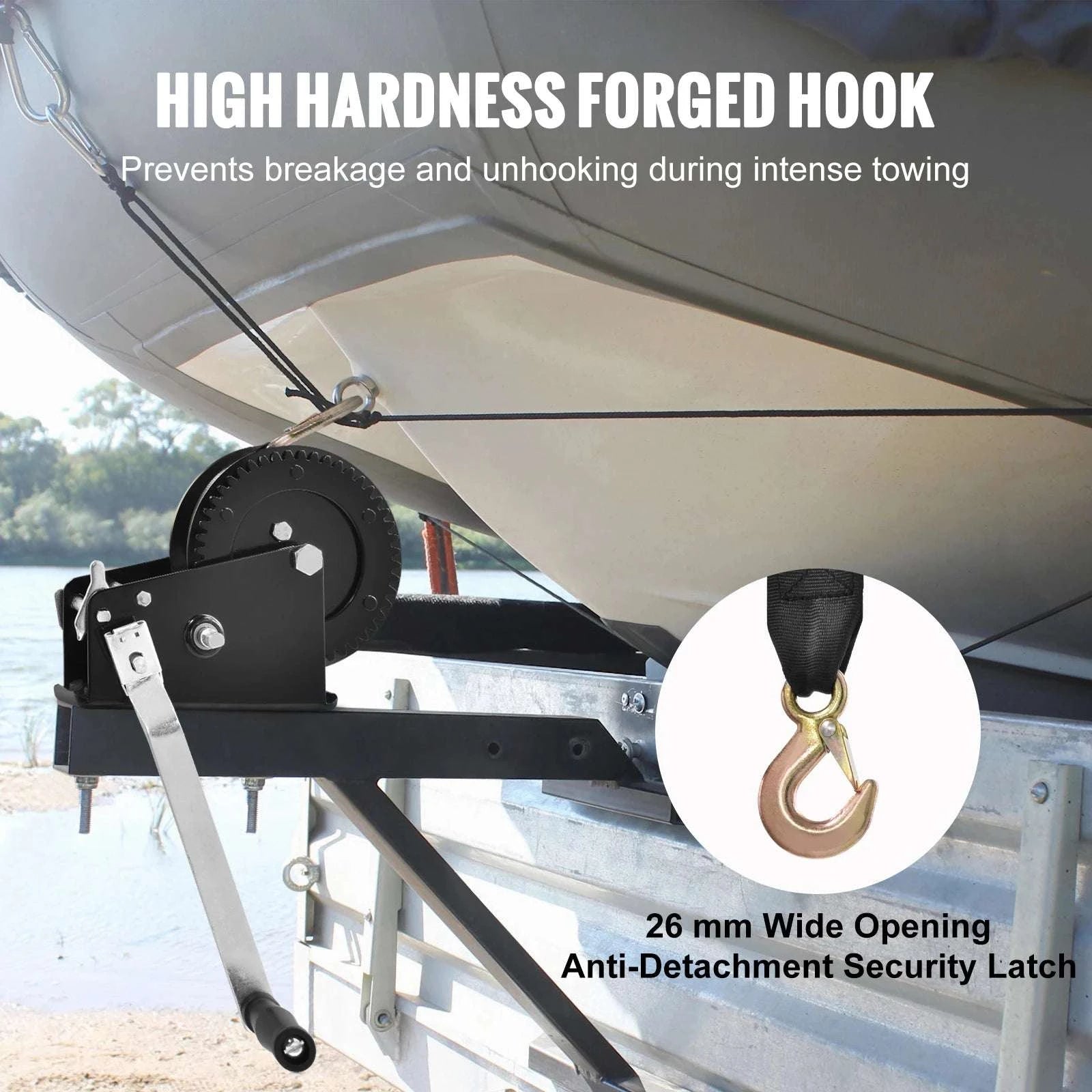 Heavy Duty Hand Winch with Strap & Two-Way Ratchet (Up to 3500 lbs)-3500lbs / United States