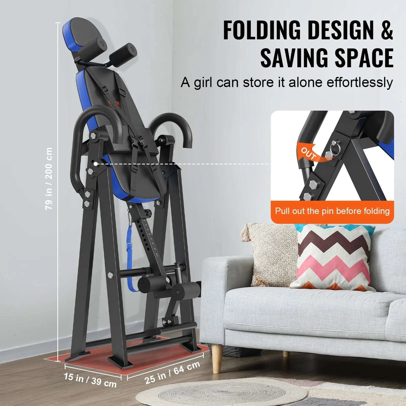Heavy Duty Inversion Table Back Stretcher with Adjustable Height-Blue Black / United States