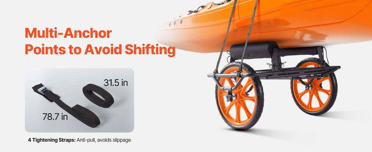 Heavy-Duty Kayak Cart 330 lbs with 15" Rubber Wheels & Straps-330 lbs / United States