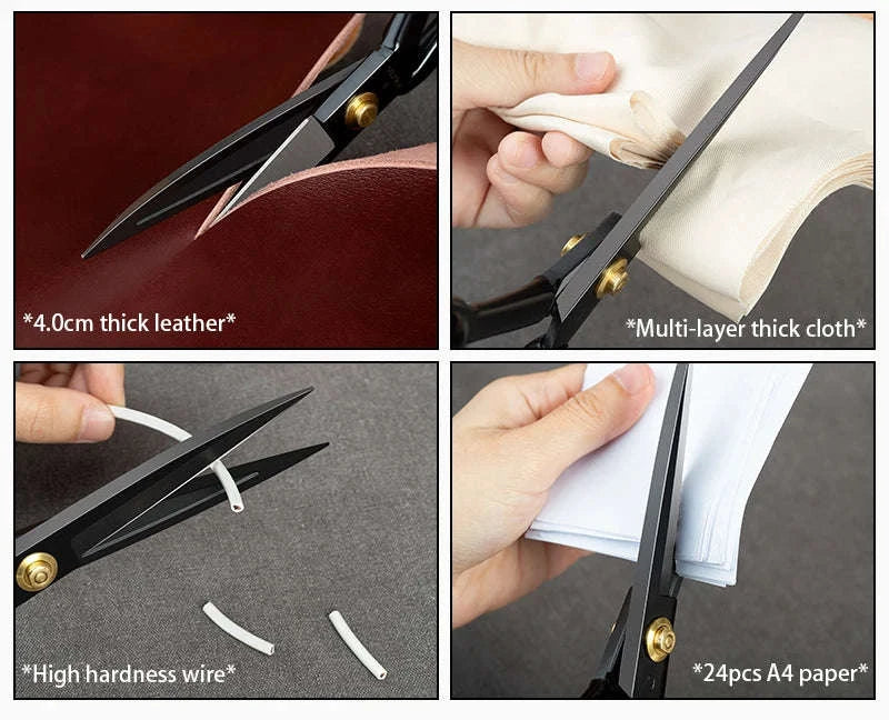 Heavy Duty Leather & Fabric Scissors – Sharp Steel Sewing Shears-9 inch Scissors-1pc / United States