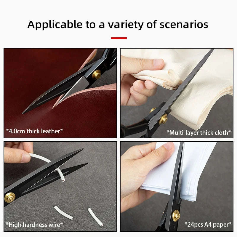 Heavy Duty Leather & Fabric Scissors – Sharp Steel Sewing Shears-9 inch Scissors-1pc / United States