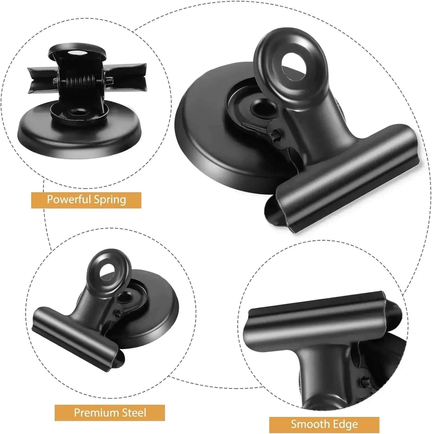 Heavy Duty Magnetic Bulldog Clips-10PCS-Sliver
