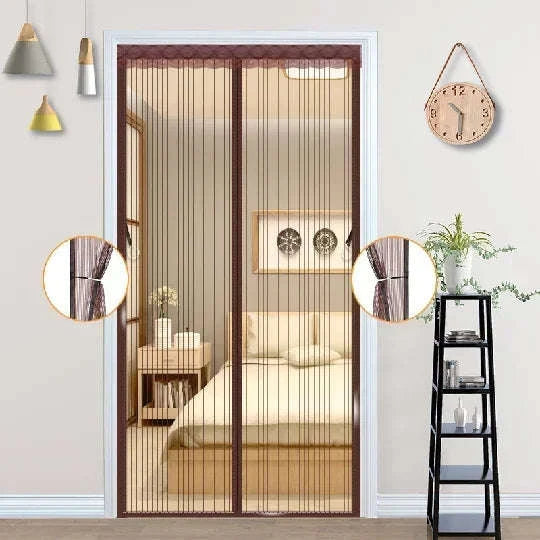 Heavy Duty Magnetic Screen Door Mesh Curtain-Black 90 x 210cm