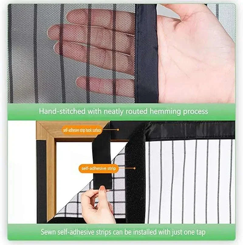 Heavy Duty Magnetic Screen Door Mesh Curtain-Black 90 x 210cm