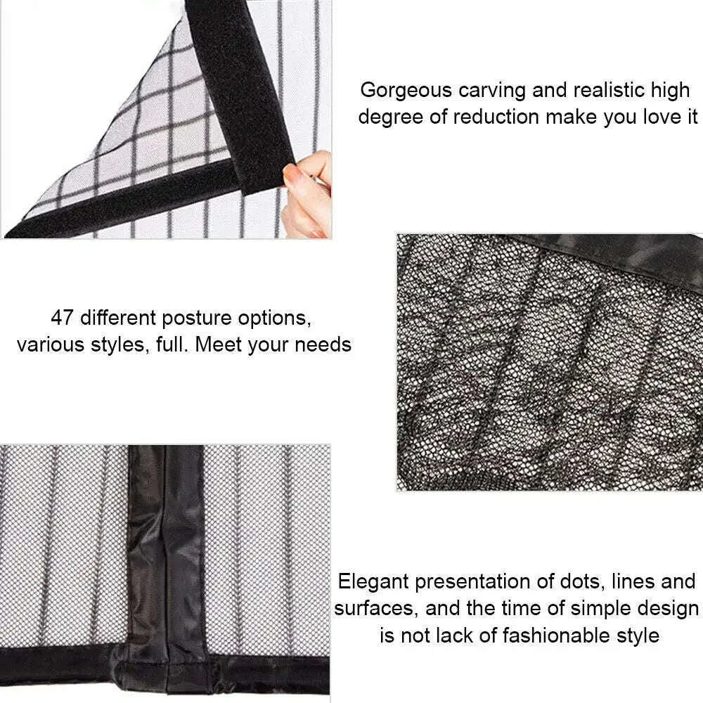 Heavy Duty Magnetic Screen Door Mesh Curtain-Black 90 x 210cm