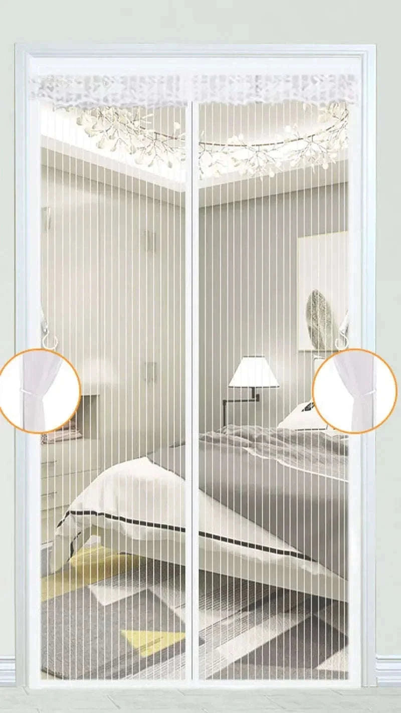Heavy Duty Magnetic Screen Door Mesh Curtain for Easy Entry-Black 90 x 210cm