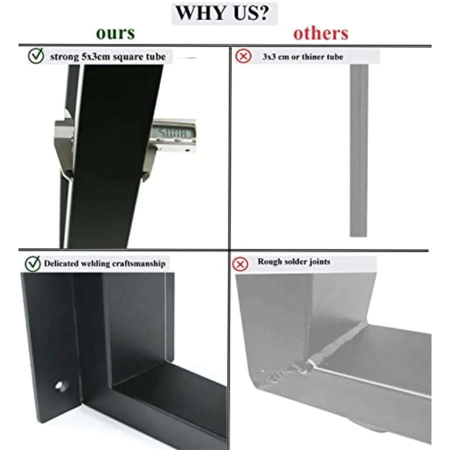 Heavy Duty Metal Table Legs 28" x 17.7" Square Frame Set-United States / Black